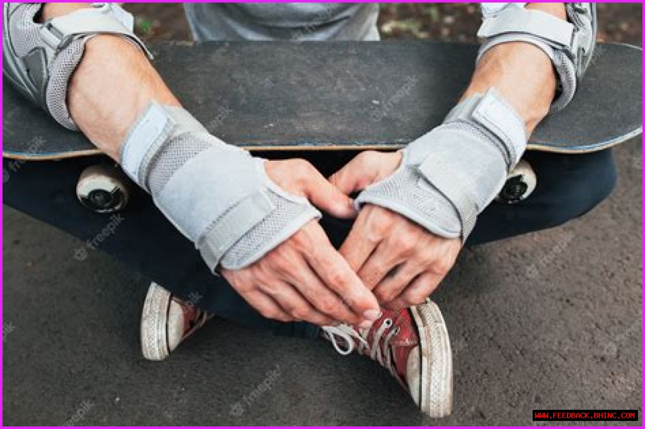Protective items worn on a skateboarder's elbows